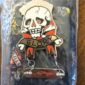 Ed Hardy Certificate Art Print with Yellow, Red, Green Roses